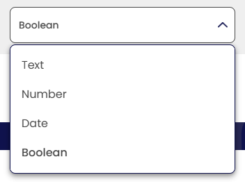 Attribute types: Text, Number, Date, Boolean