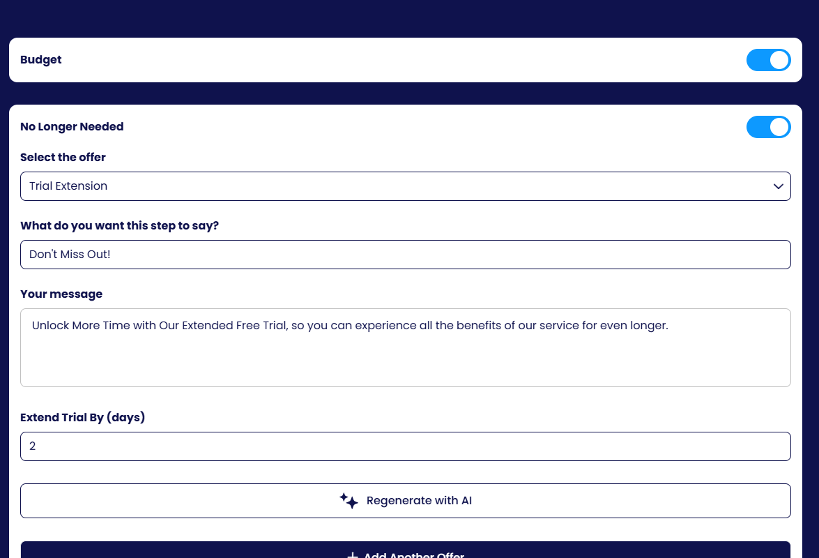Offers: connect each cancellation reason to an offer.