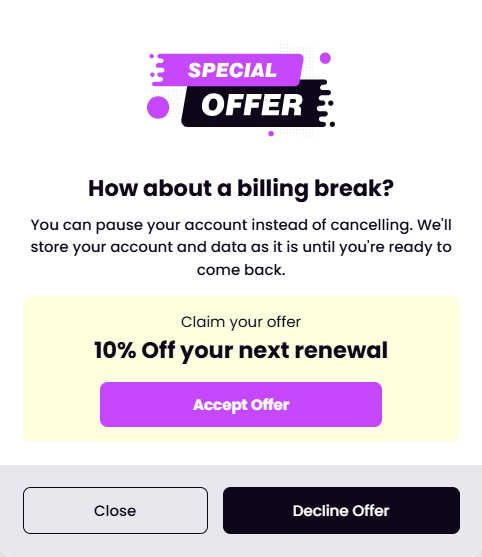 Coupon (discount) offer screen