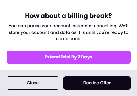 Trial extension offer screen