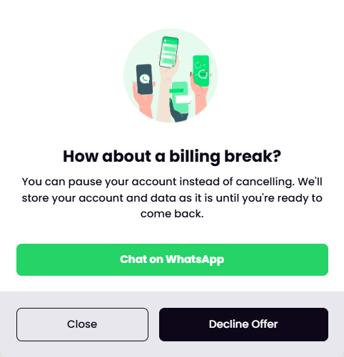 Contact: chat on WhatsApp offer screen