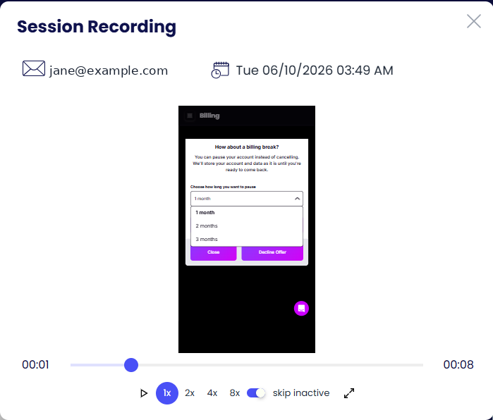 Session recording player