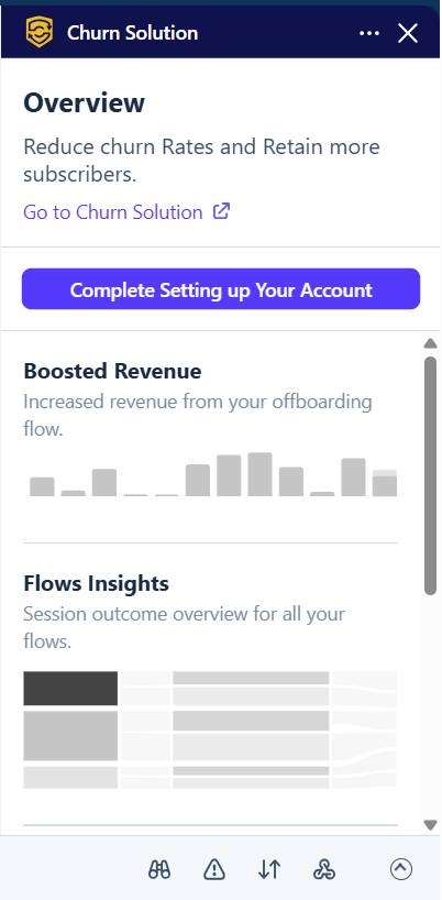The Churn Solution Stripe app after installation