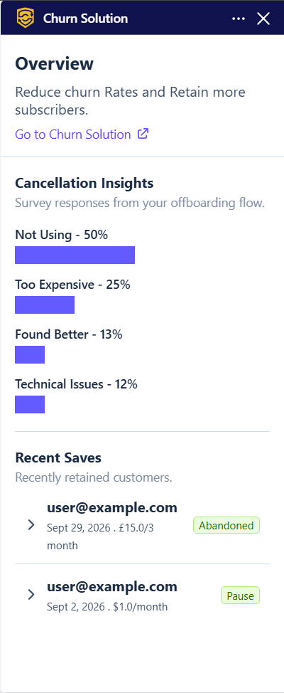 Cancellation insights and recent saves