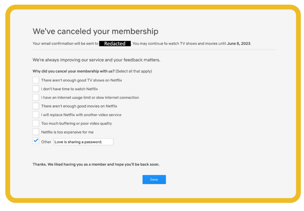 We've canceled your membership netflix