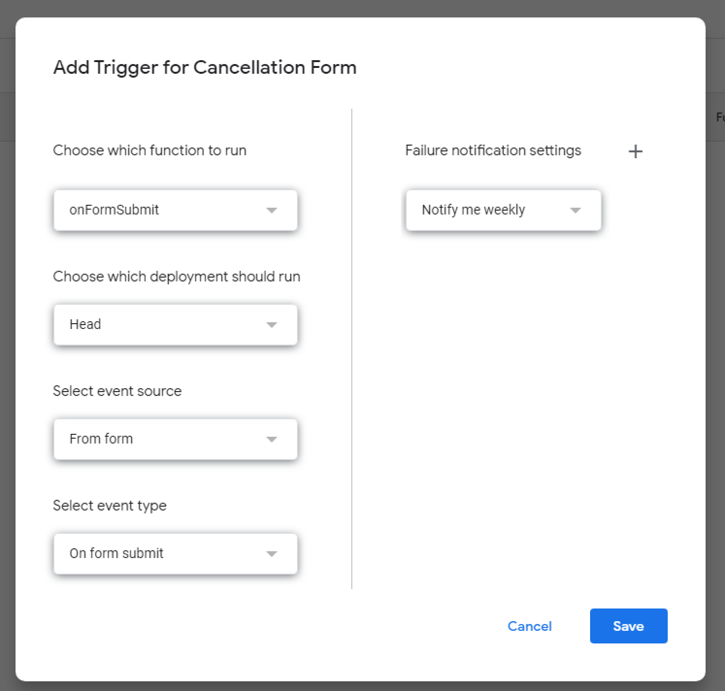 Google Form Trigger