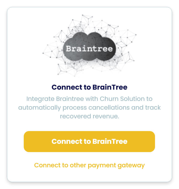 Connect to Braintree screen