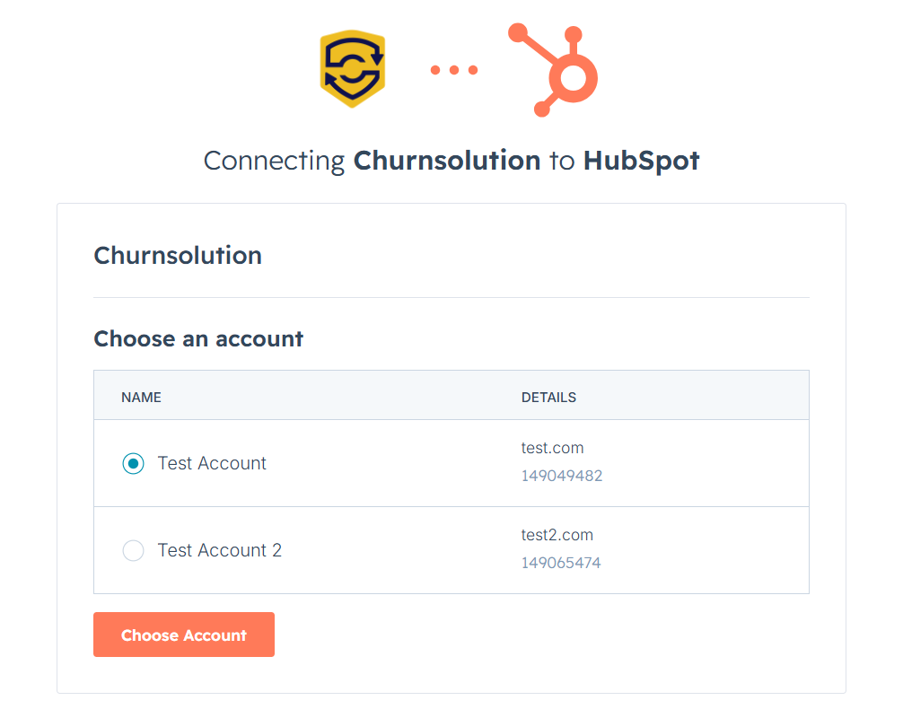 HubSpot account selection