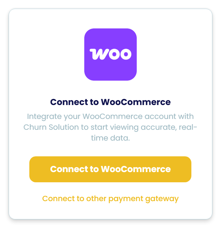 Churn Solution in the WooCommerce admin: store connected, subscriptions syncing